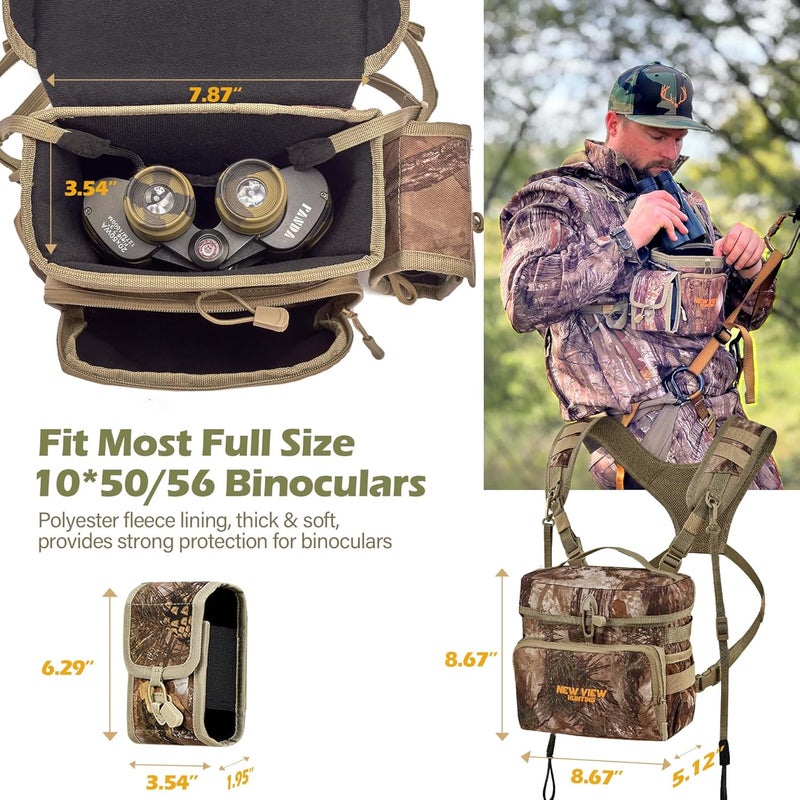 NEW VIEW CamoRanger Binocular Harness Chest Pack, Ripstop Bino Harness with Rangefinder Pouch and Rain Cover for Hunting - Image 3